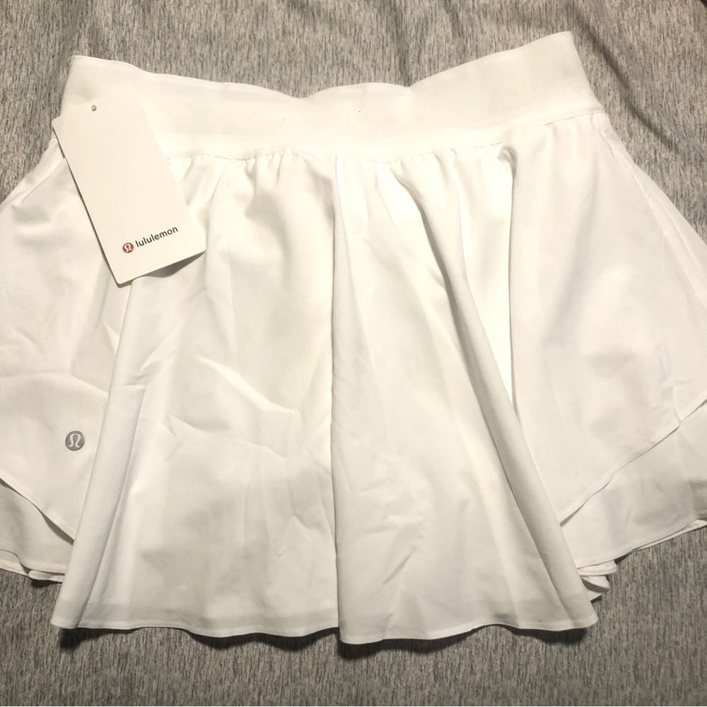 White Lululemon skirt with shorts under
